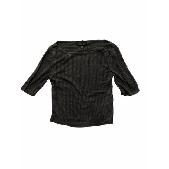 TopShop Crop Top Shirt Fitted Stretch Short Sleeve Casual NWT - Picture 1 of 12